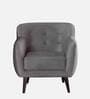 Rozaic Velvet 1 Seater Sofa in Grey Colour