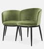 Rsaw Velvet Dining Chair in Green Colour