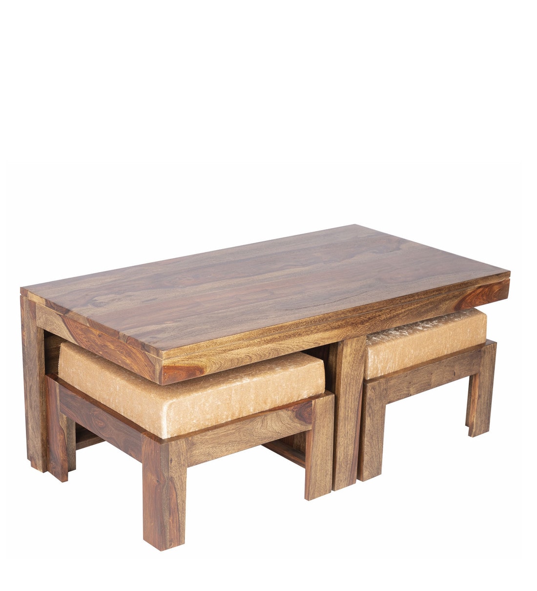 Buy Russell Coffee Table Set in Teak Finish by Ikiriya Online Nesting
