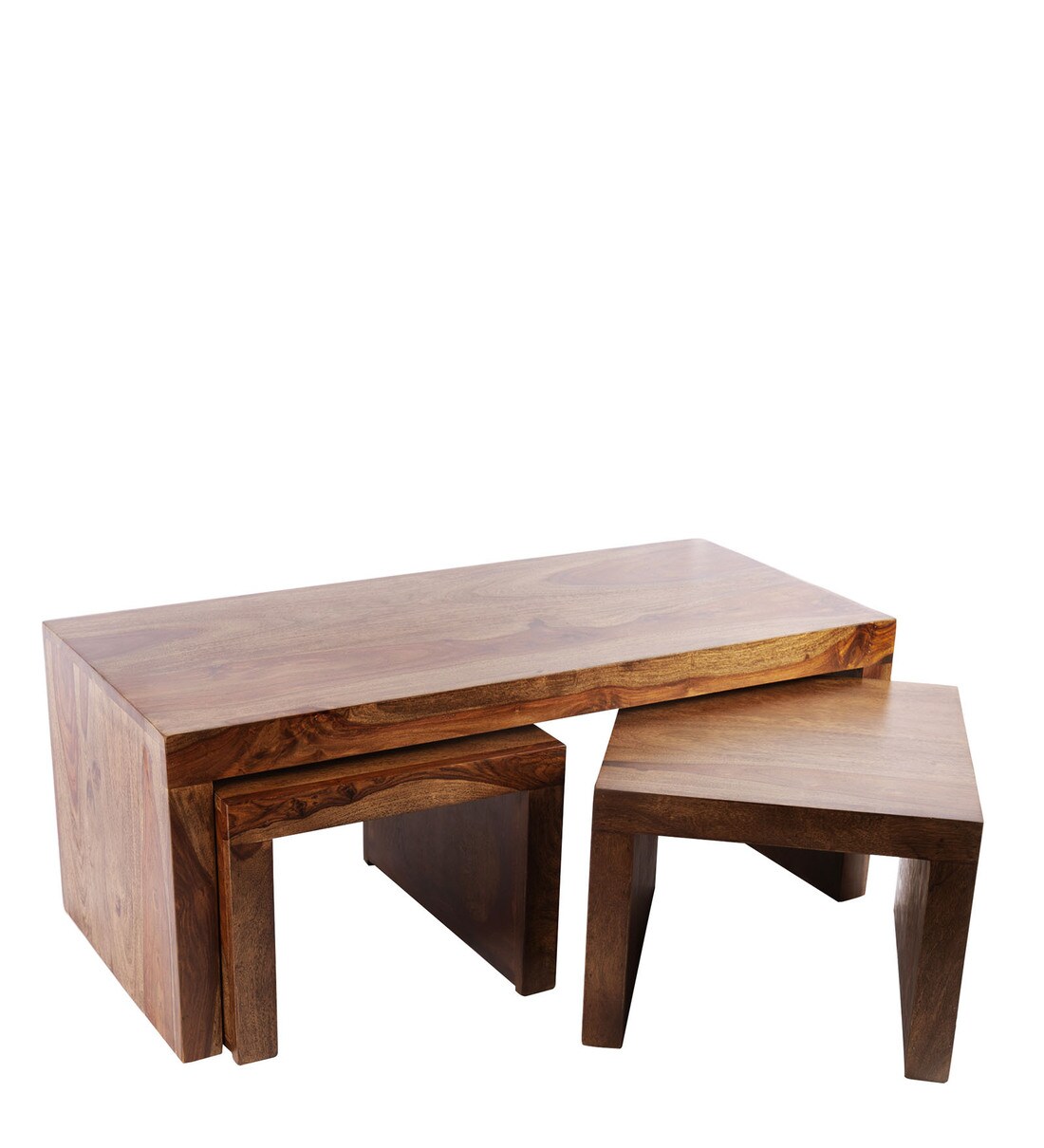 Buy Russell Sheesham Wood Nesting Coffee Table Set in Teak Finish with