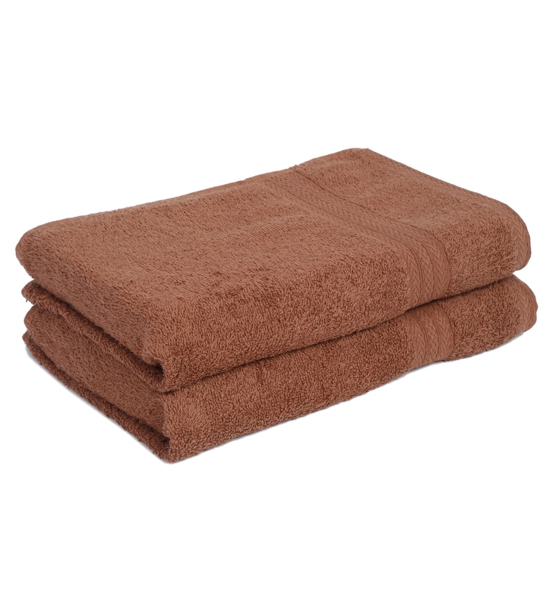 Buy Rust Cotton Solid 450 GSM Bath Towel (Set of 2) by Naksh Online