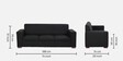 Siera Fabric 3 Seater Sofa in Black Colour