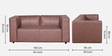 Rubix Leather 2 Seater Sofa in Brown Colour