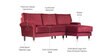 Ruse X Odyssey Velvet LHS Sectional Sofas in Red Colour