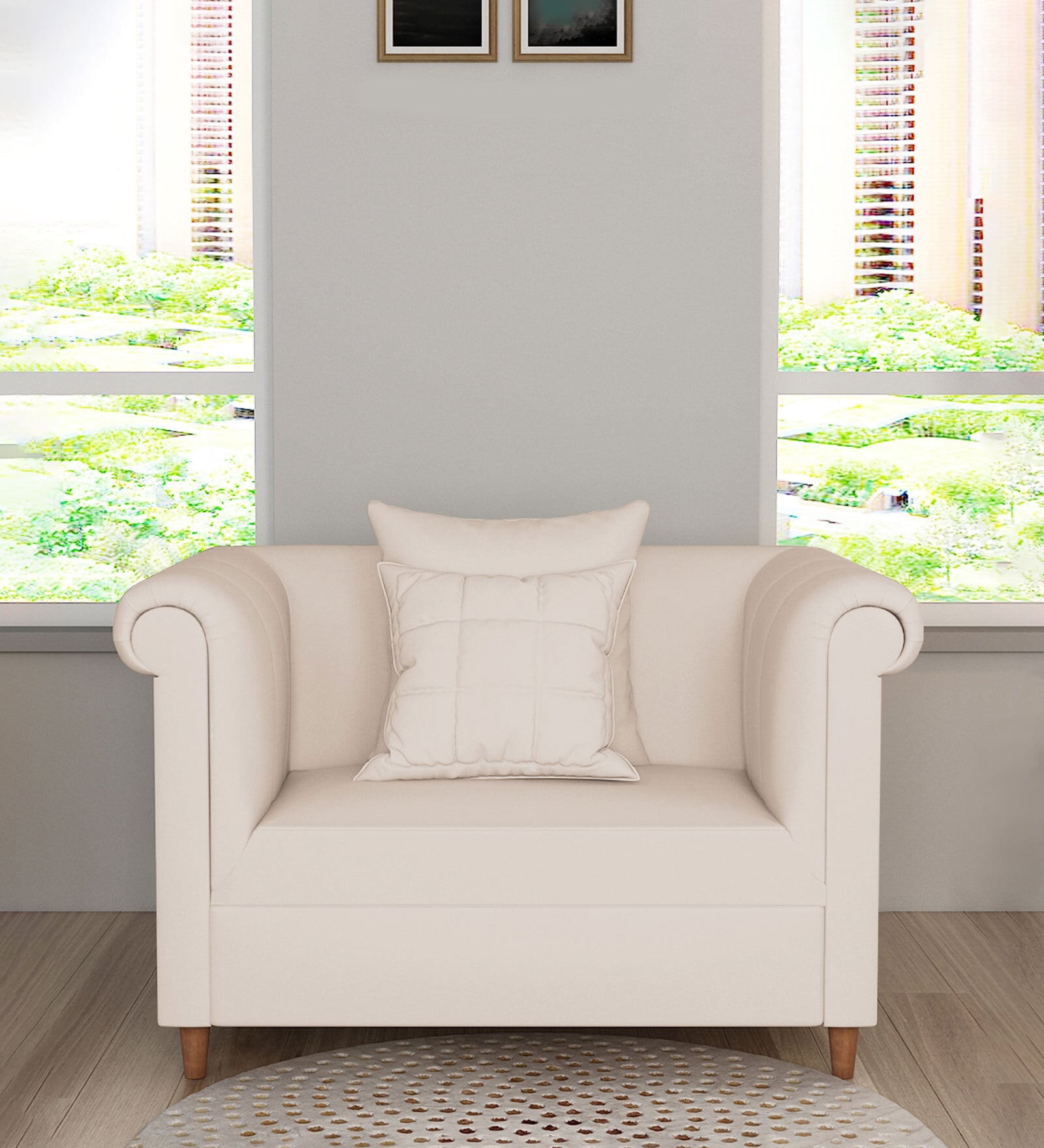 Rubi Velvet 1 Seater Sofa in Camel Beige Colour