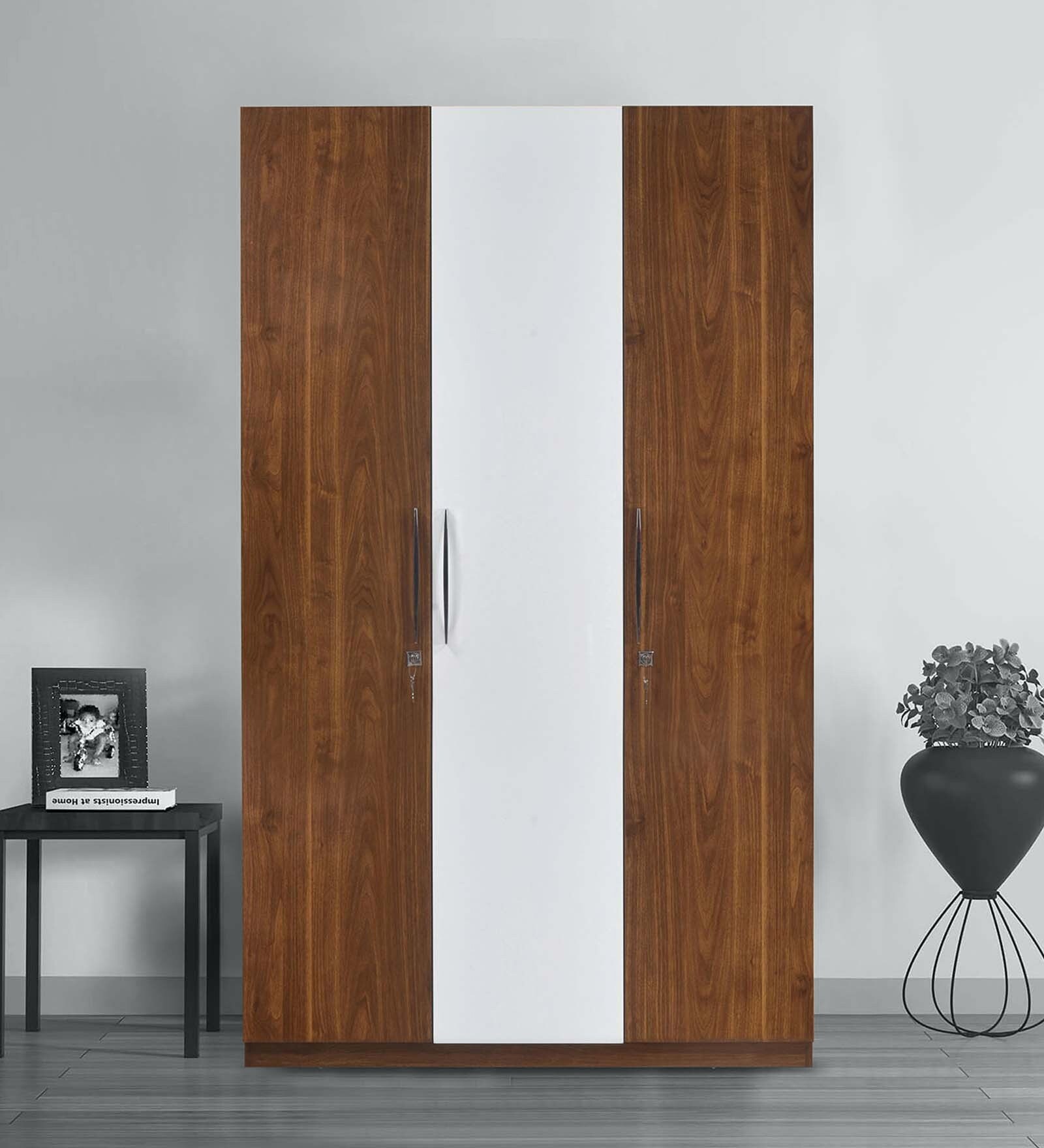 Rubix 3 Door Wardrobe in Walnut Finish
