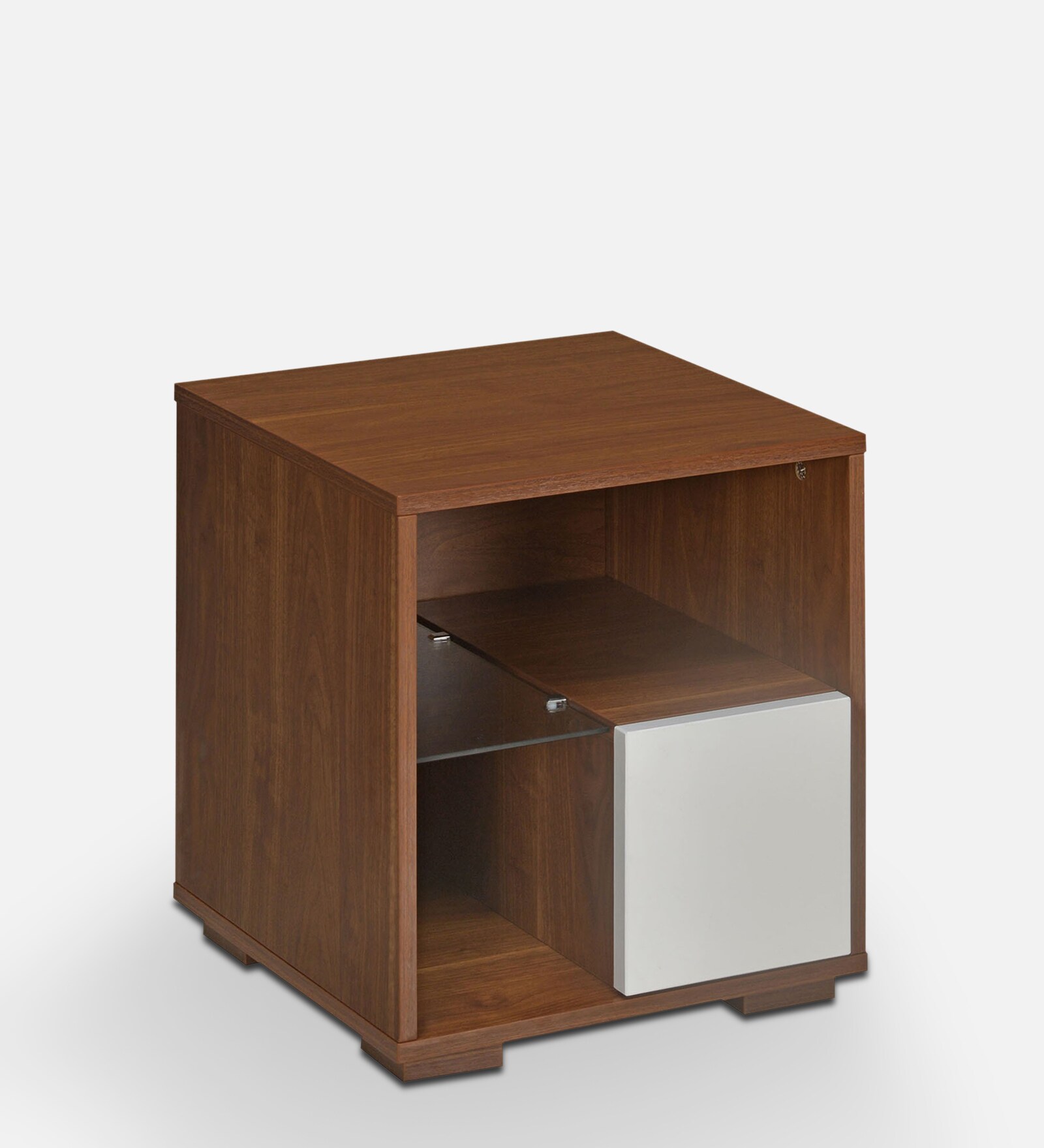 Rubix Bedside Table in Walnut Finish