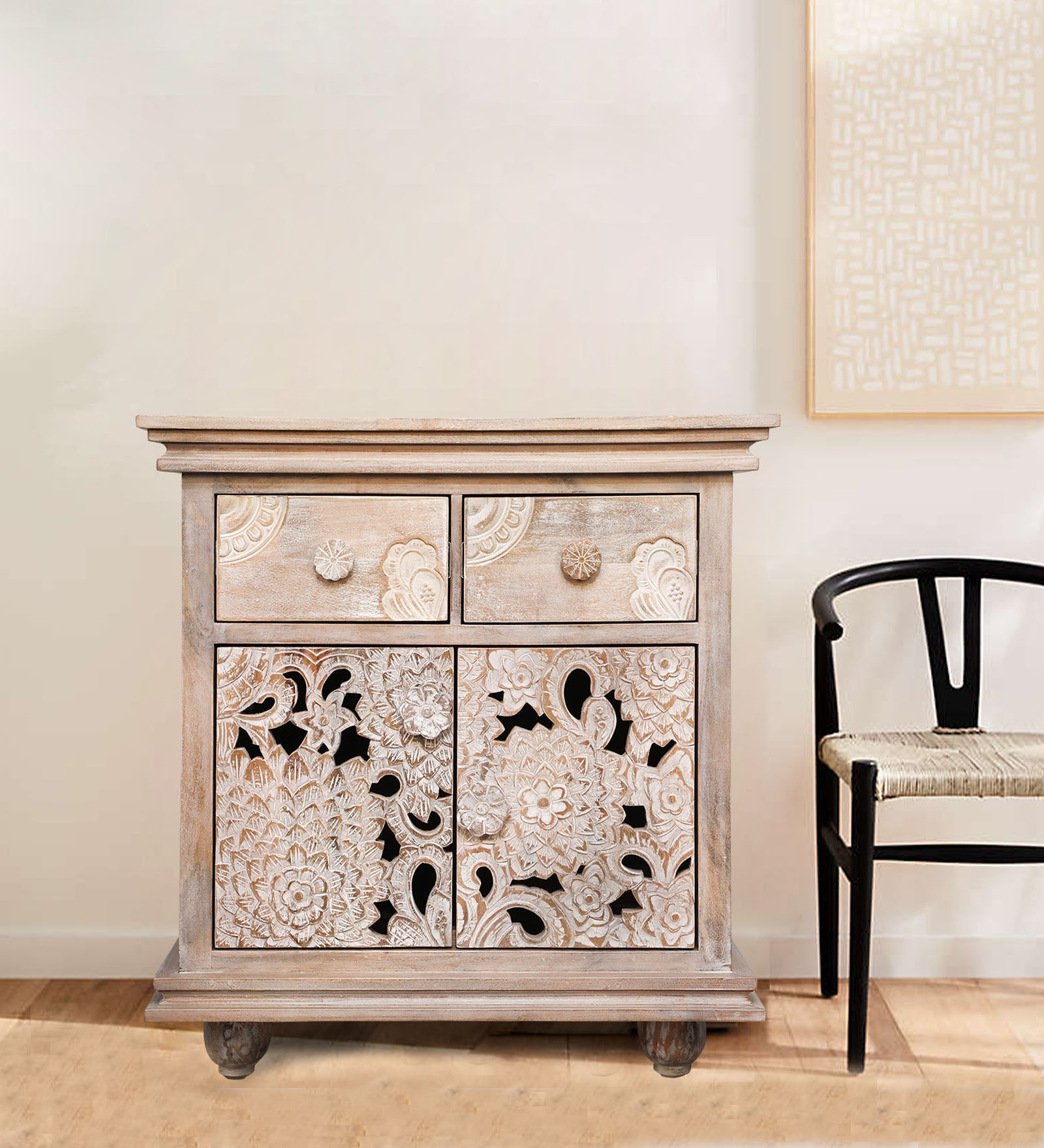 Ruchi Solid Wood Cabinet in White Colour