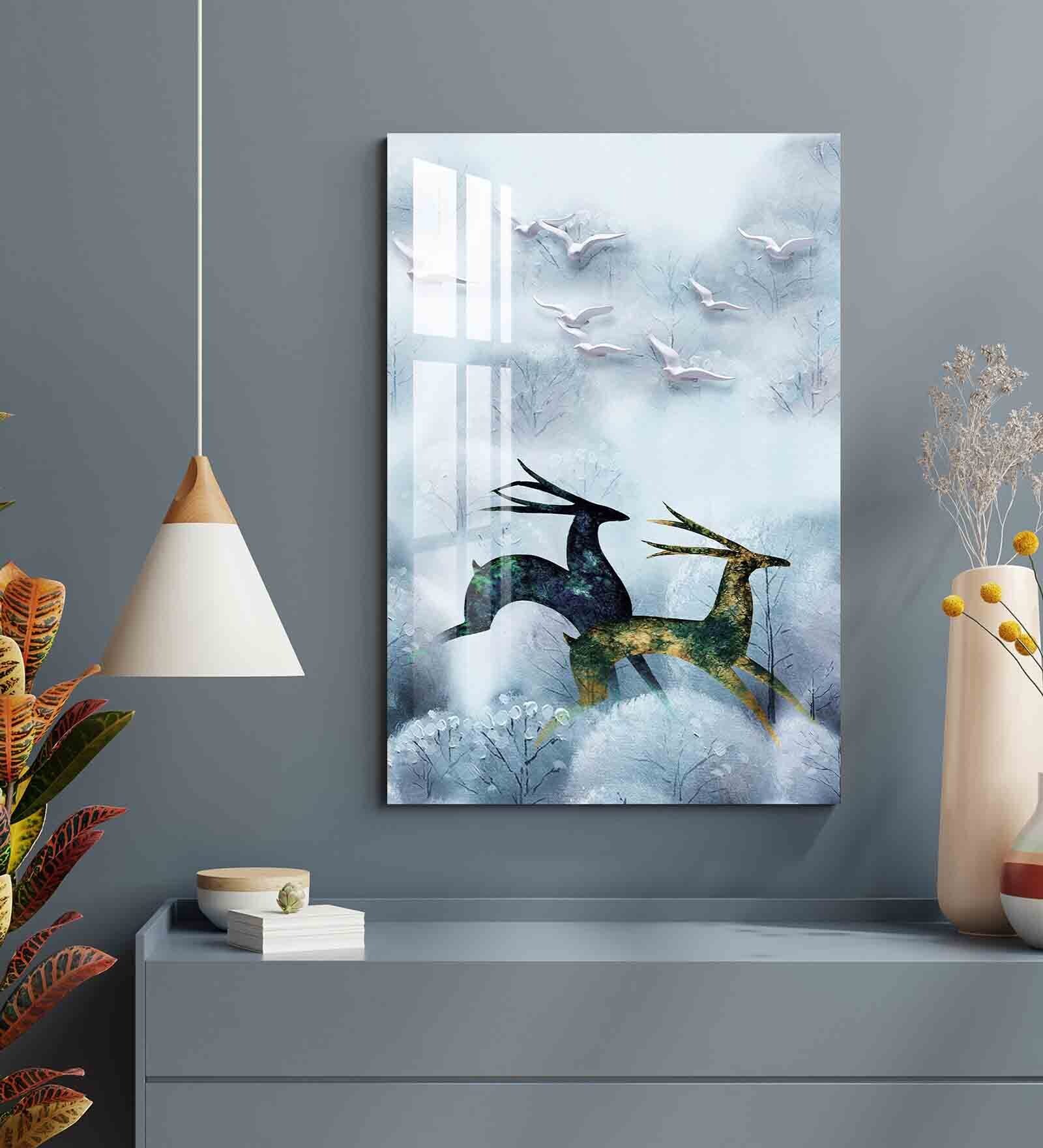 Running Deer Acrylic Wildlife Art Prints Running Deer Acrylic Wildlife Art Prints