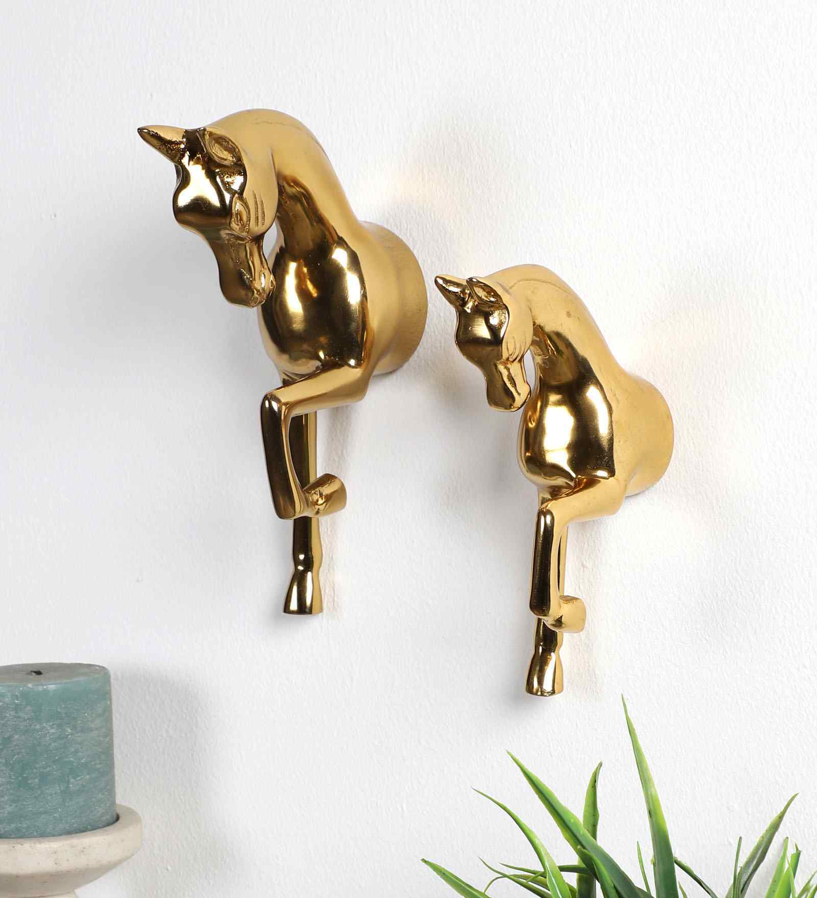 Running Horses Aluminium Wall Art Set of 2