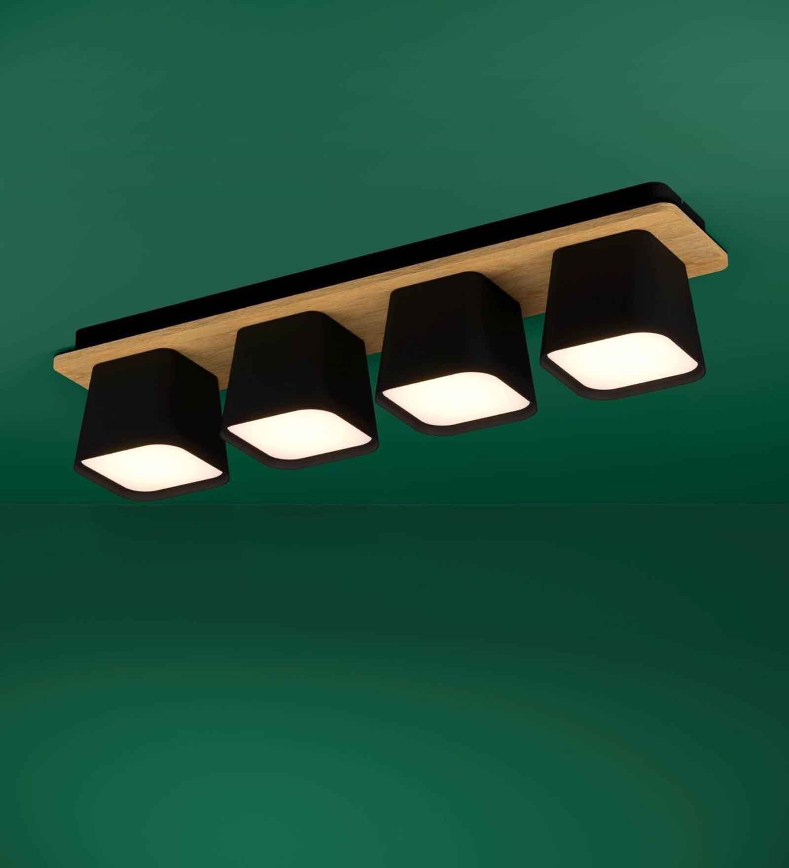 Ruscio Steel & Wood Ceiling Flush Mount Light(Black & Brown)