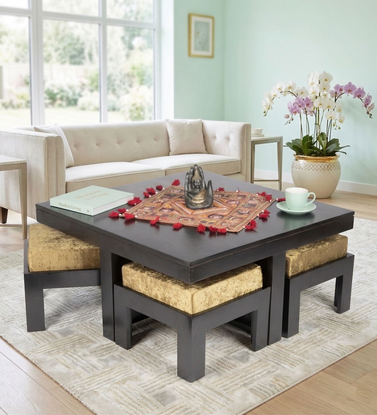 Russell Coffee Table Set in Dark Walnut Finish Russell Coffee Table Set in Dark Walnut Finish