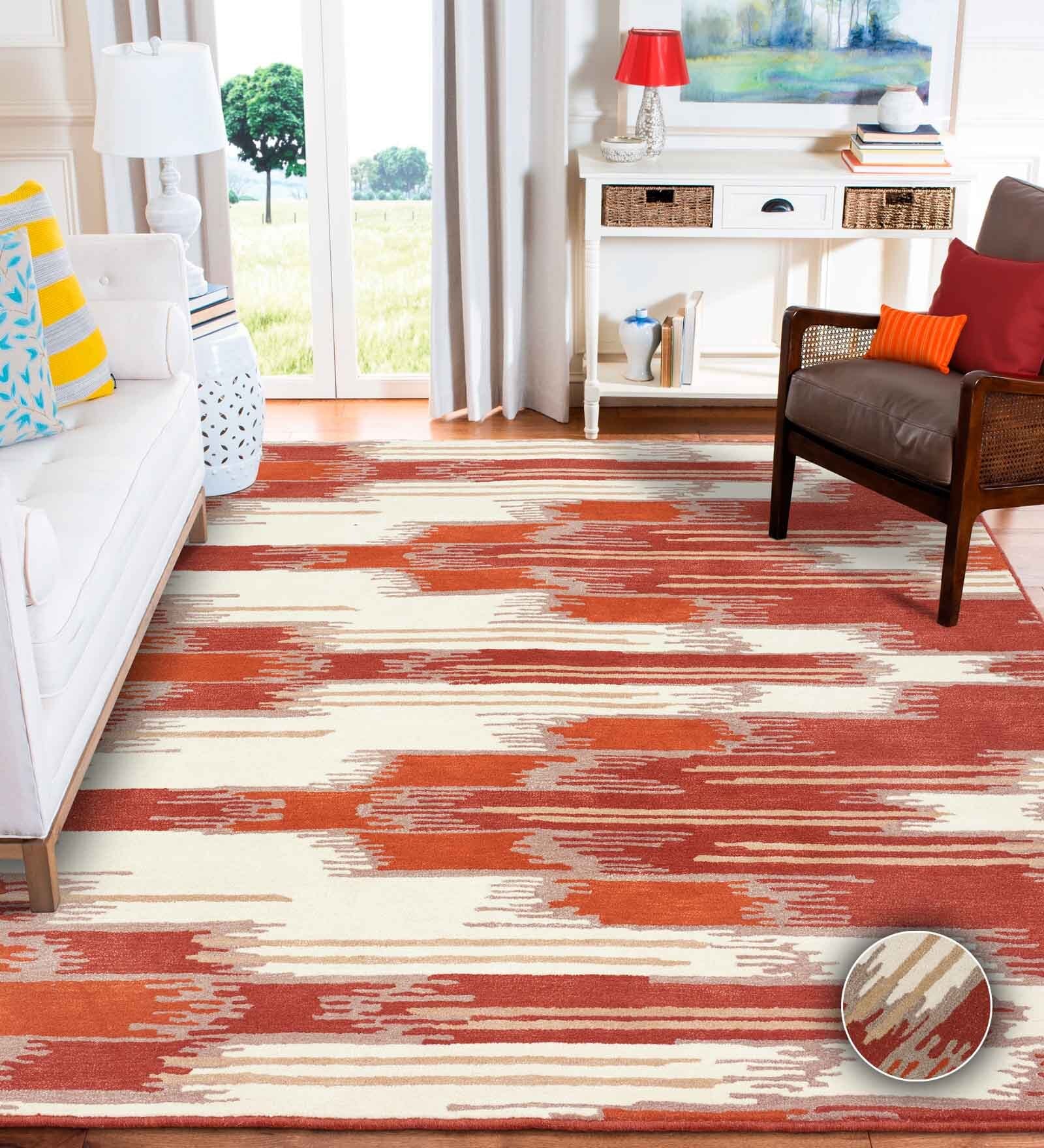 Buy Rust & Red Abstract Wool Blend 4' X 6' Hand Tufted Carpet at 9% OFF ...
