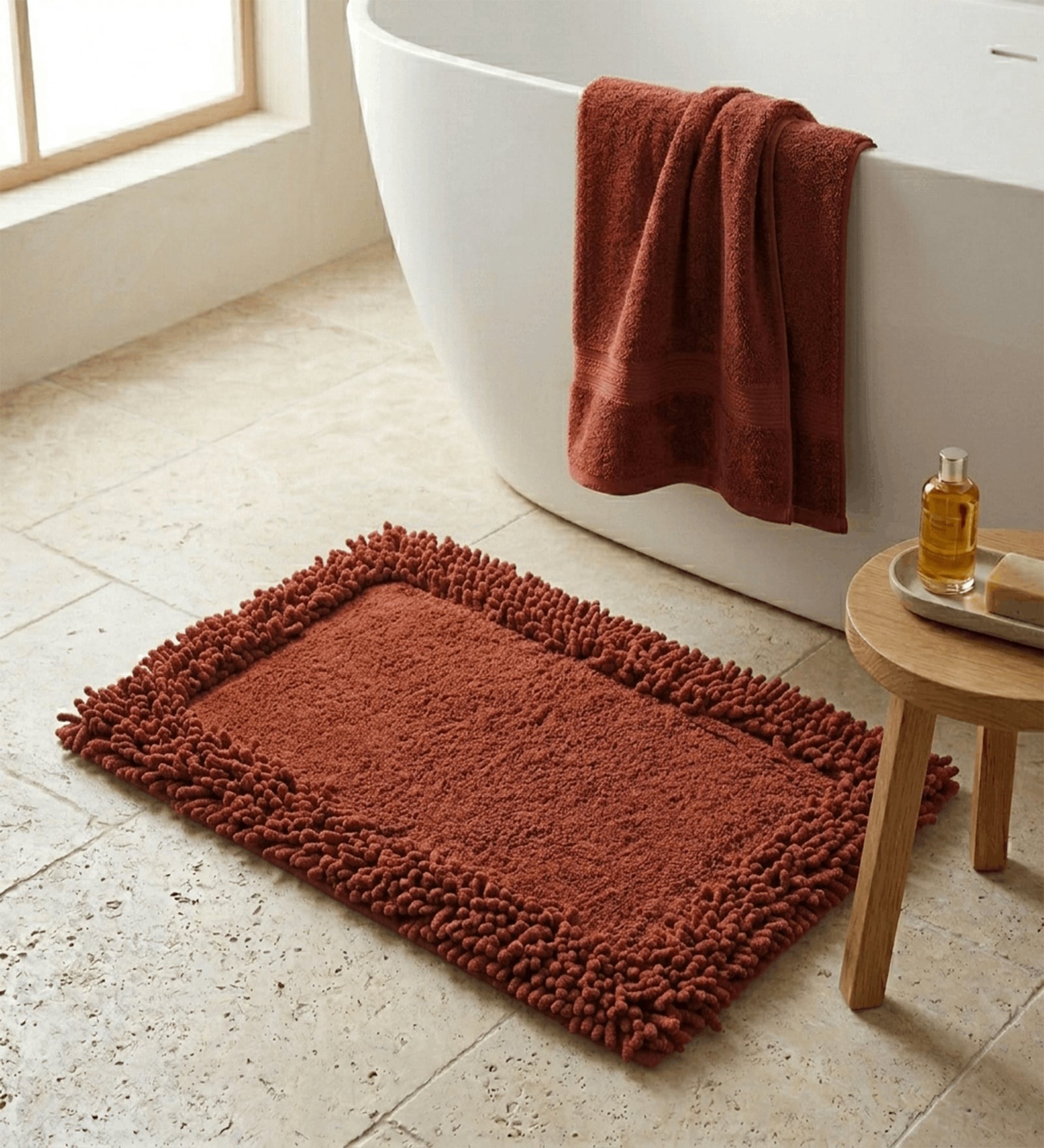 Rust Cotton 16X24 Inches Anti-Skid Bath Mat