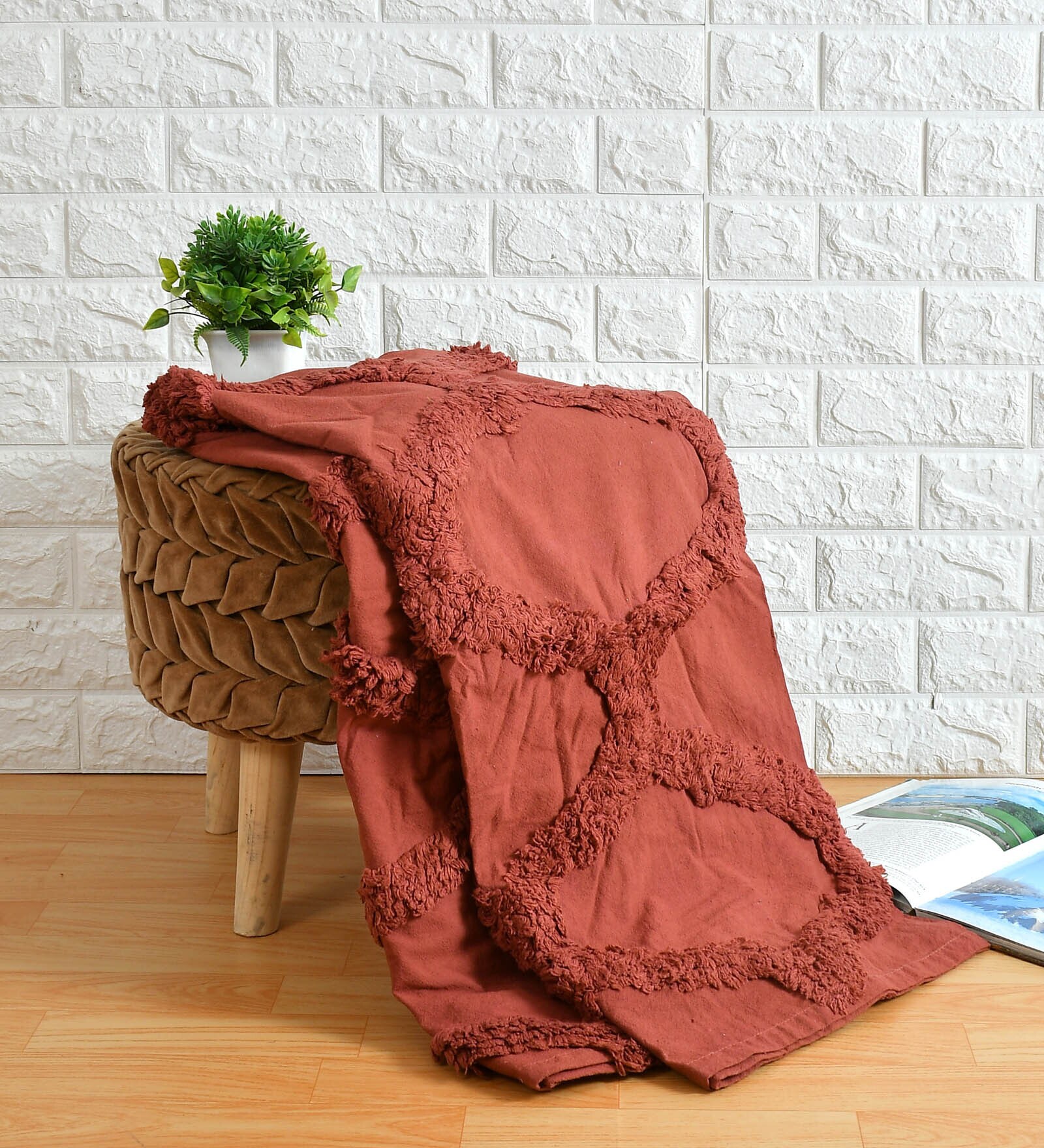 Rust Cotton 50x70 Inches Throw