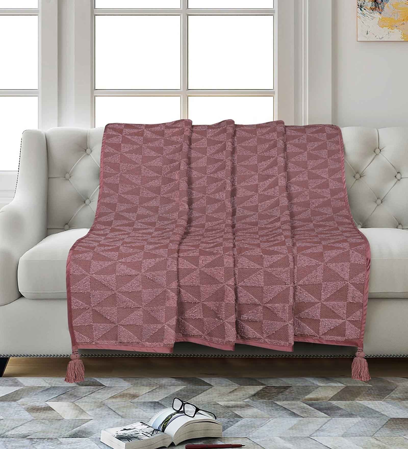 Rust Cotton and Polyester Geometric 55 x 49 Inches Throw