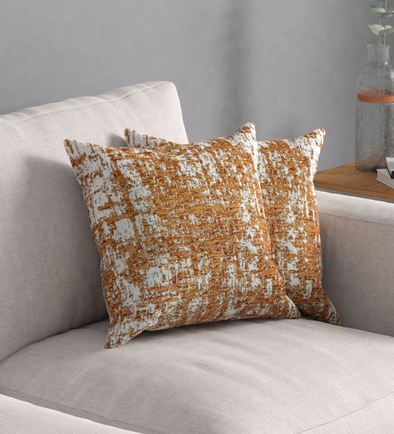 Rust Abstract Polyester 16 x 16 Inch Cushion Covers (Set of 2)