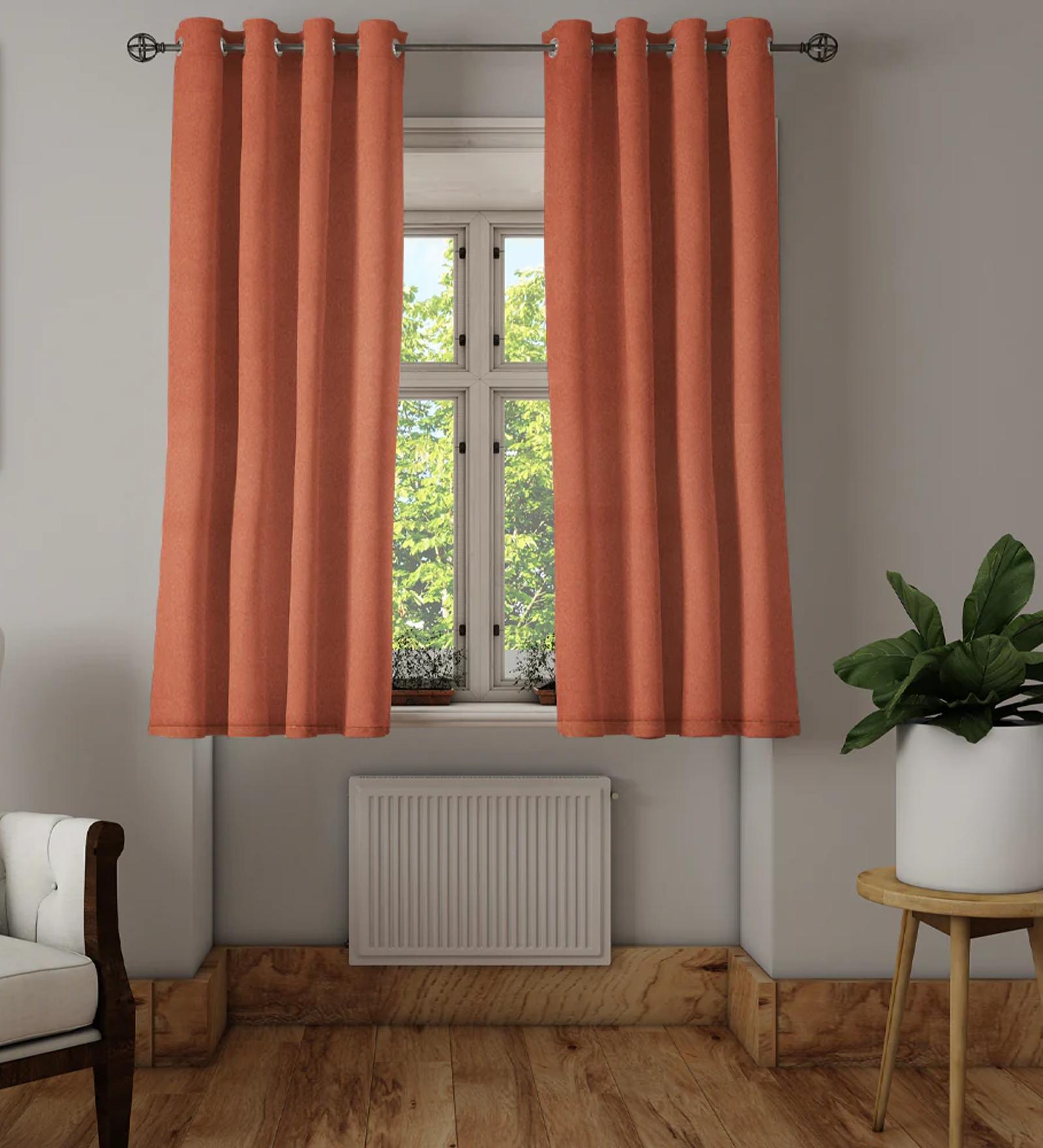Rust Polyester Solid 5ft Blackout Eyelet 2 Pc Window Curtains