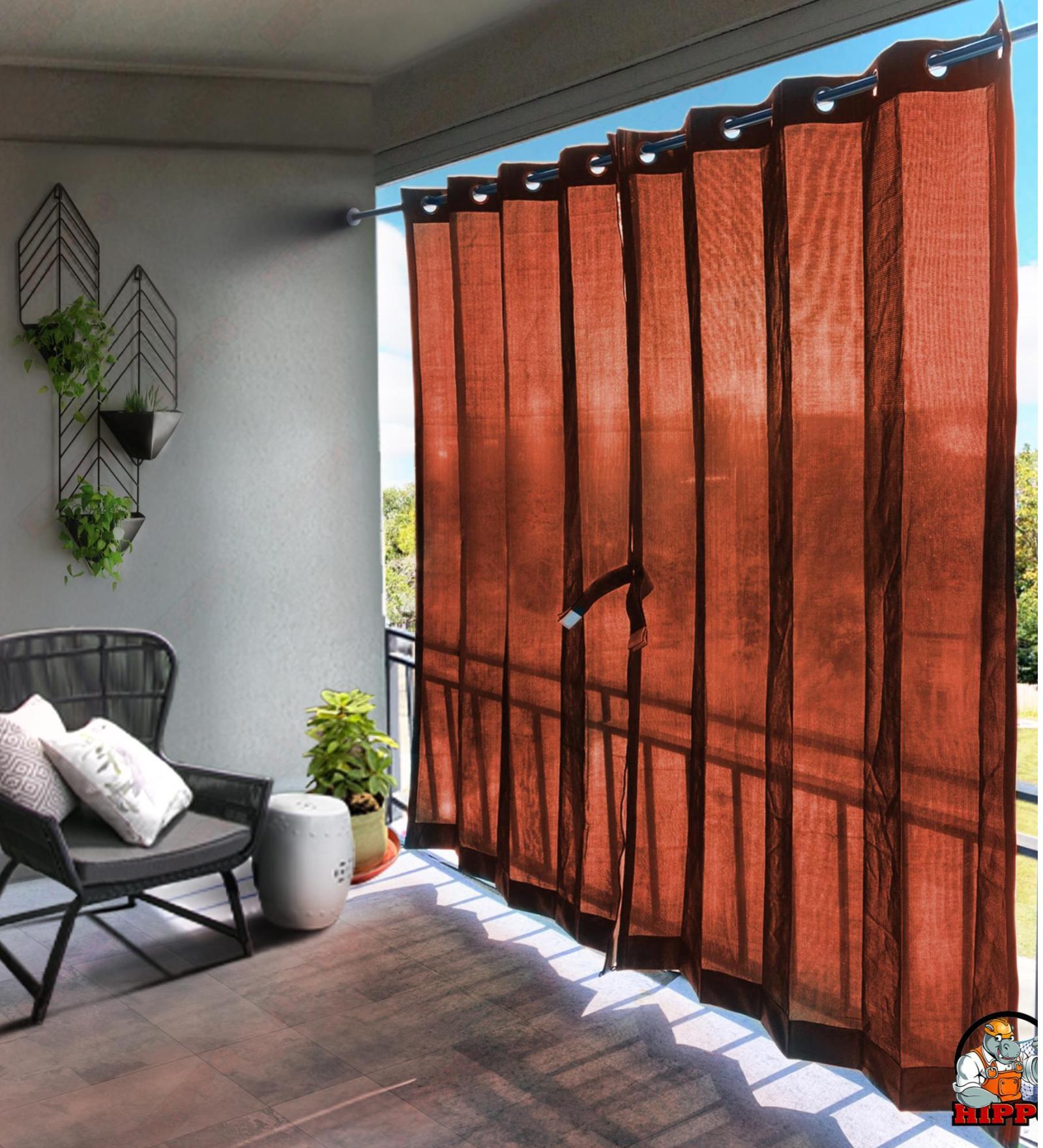Rust Polypropylene Solid 8ft Semisheer Eyelet Door Curtains (Pack of 2)