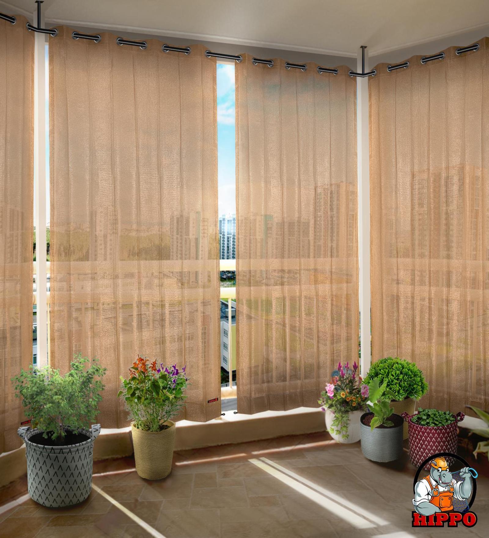 Rust Polypropylene Solid 9ft Semisheer Eyelet Door Curtains (Pack of 2)