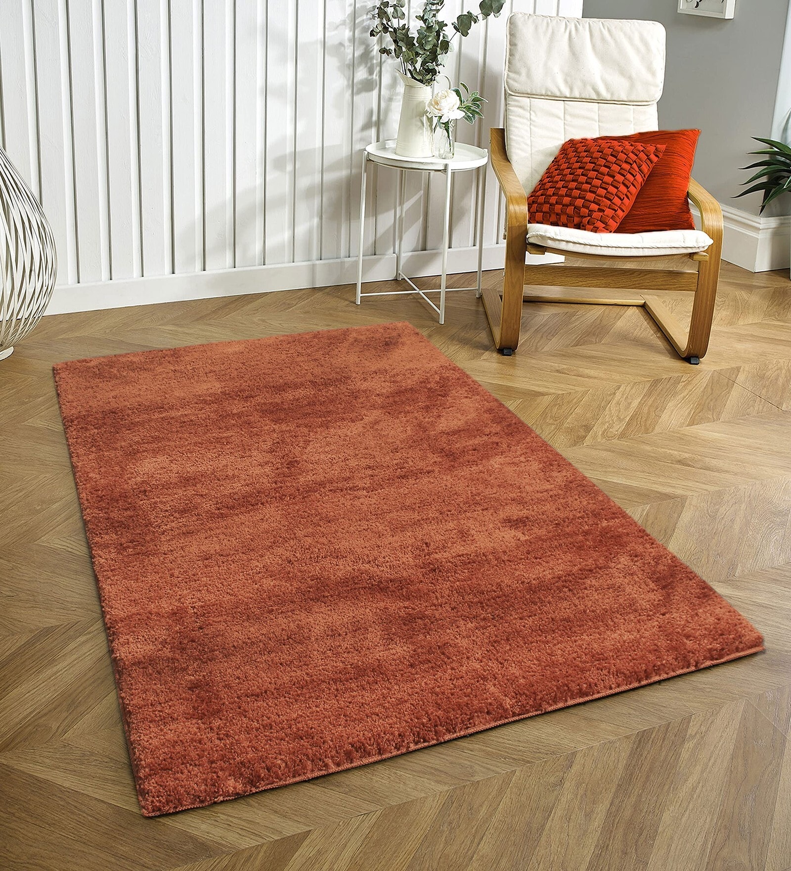 Rust Solid Microfiber 6 X 7 Feet Tufted Carpet