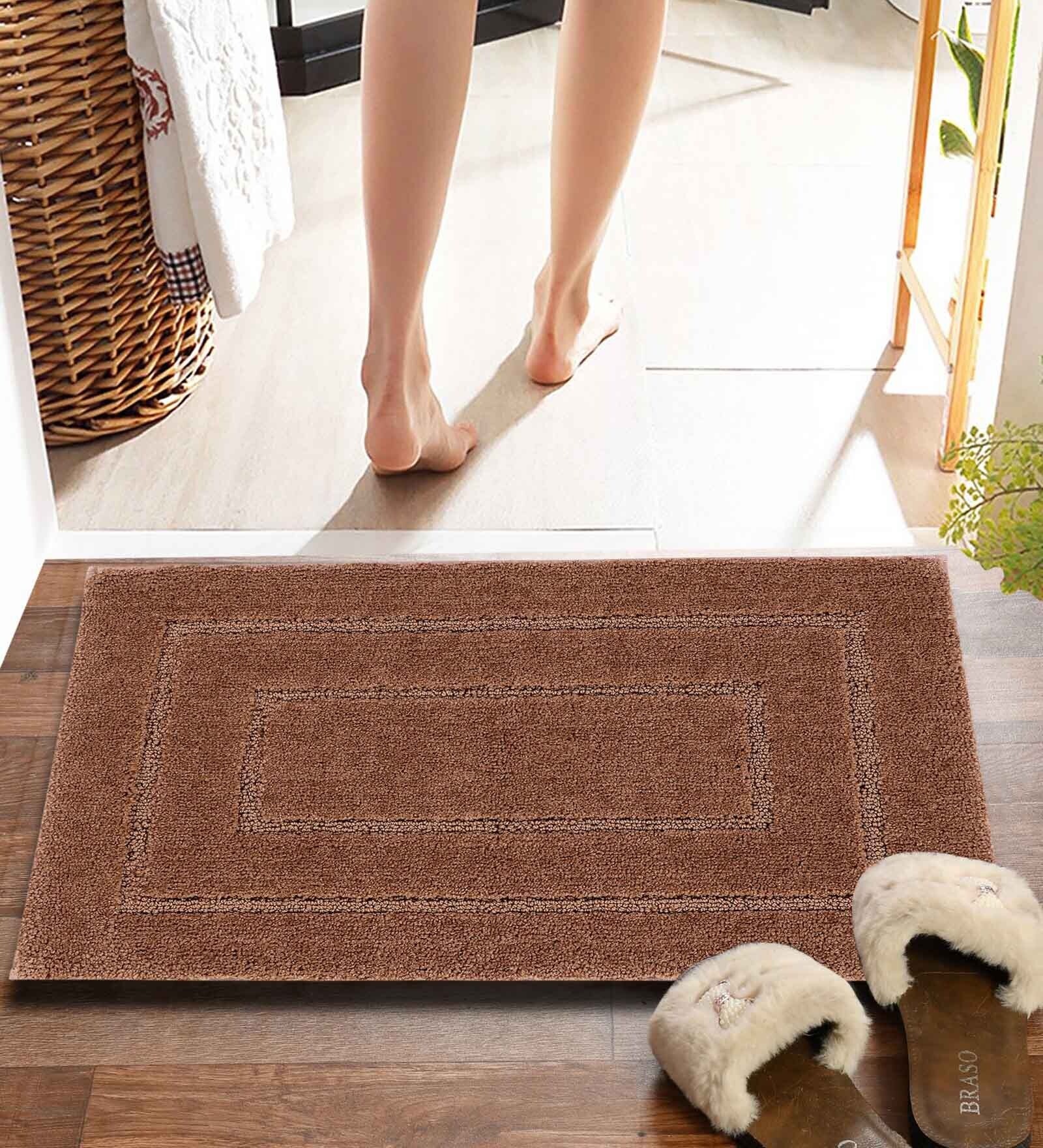Rust Solid MicroFibre 14x10 Inches Antiskid Bath Mats