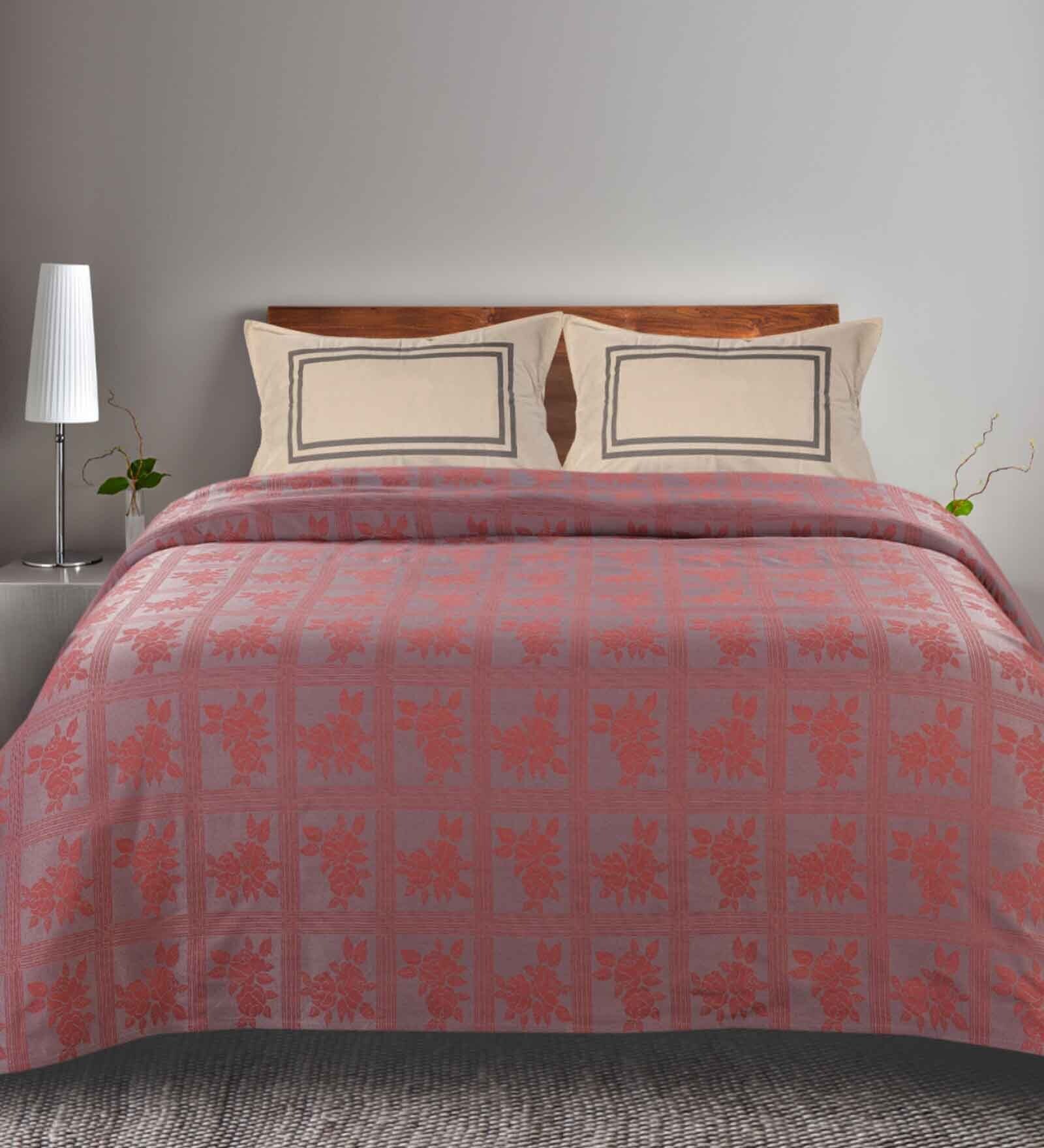 Rust Floral 144 TC 100% Cotton Queen Sized Bed Sheets with 2 Pillow Covers