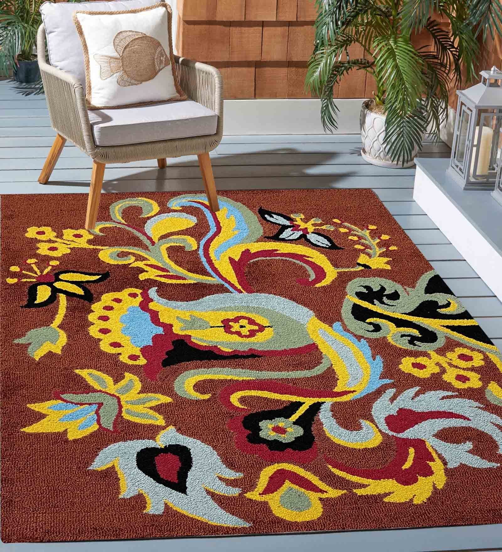 Multicolor Persian Wool 4 ft x 6 ft Machine Made Carpet