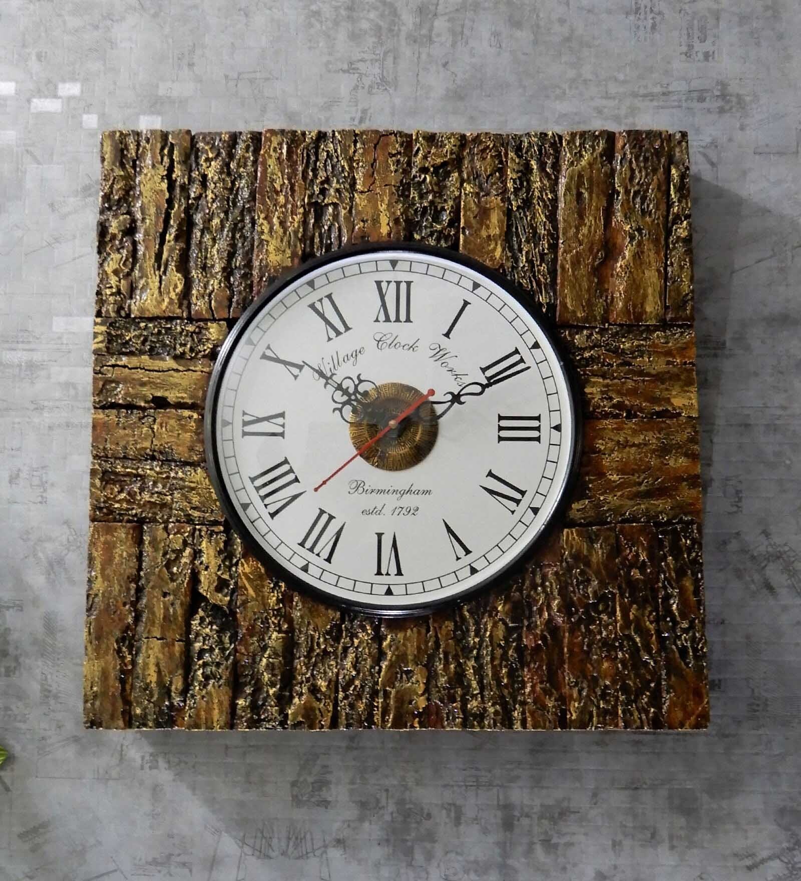Rustic Antique Wooden Wall Clock