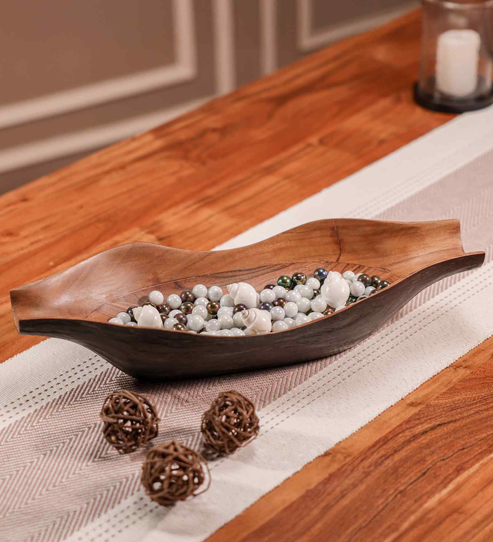 Rustic Charm Acacia Wood Serving Bowl