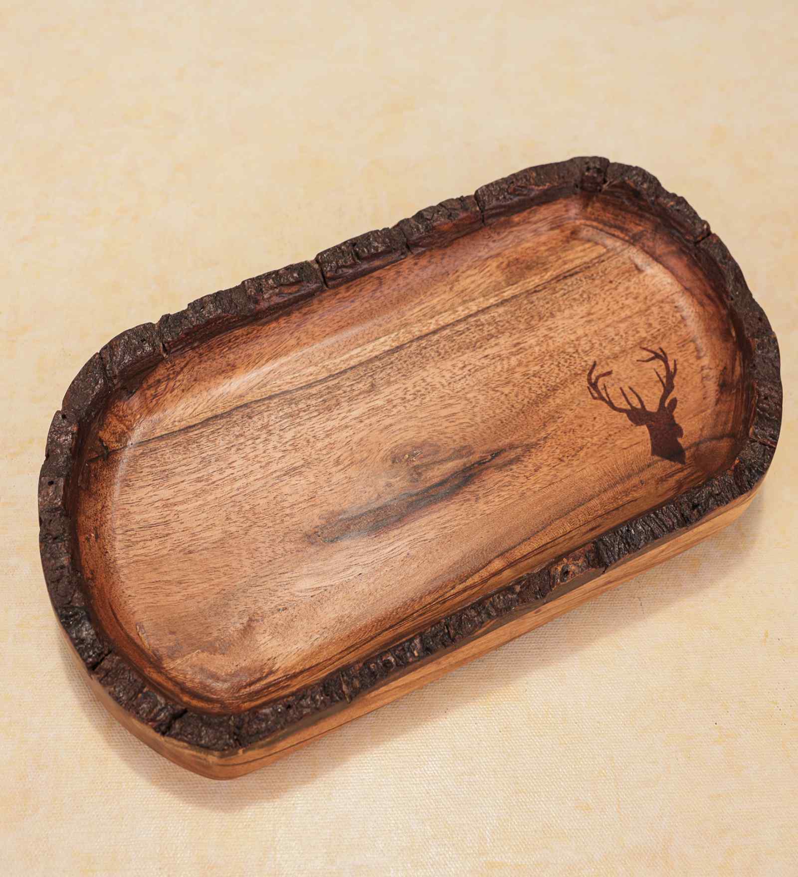 Rustic Charm Brown Acacia Wood Serving Tray