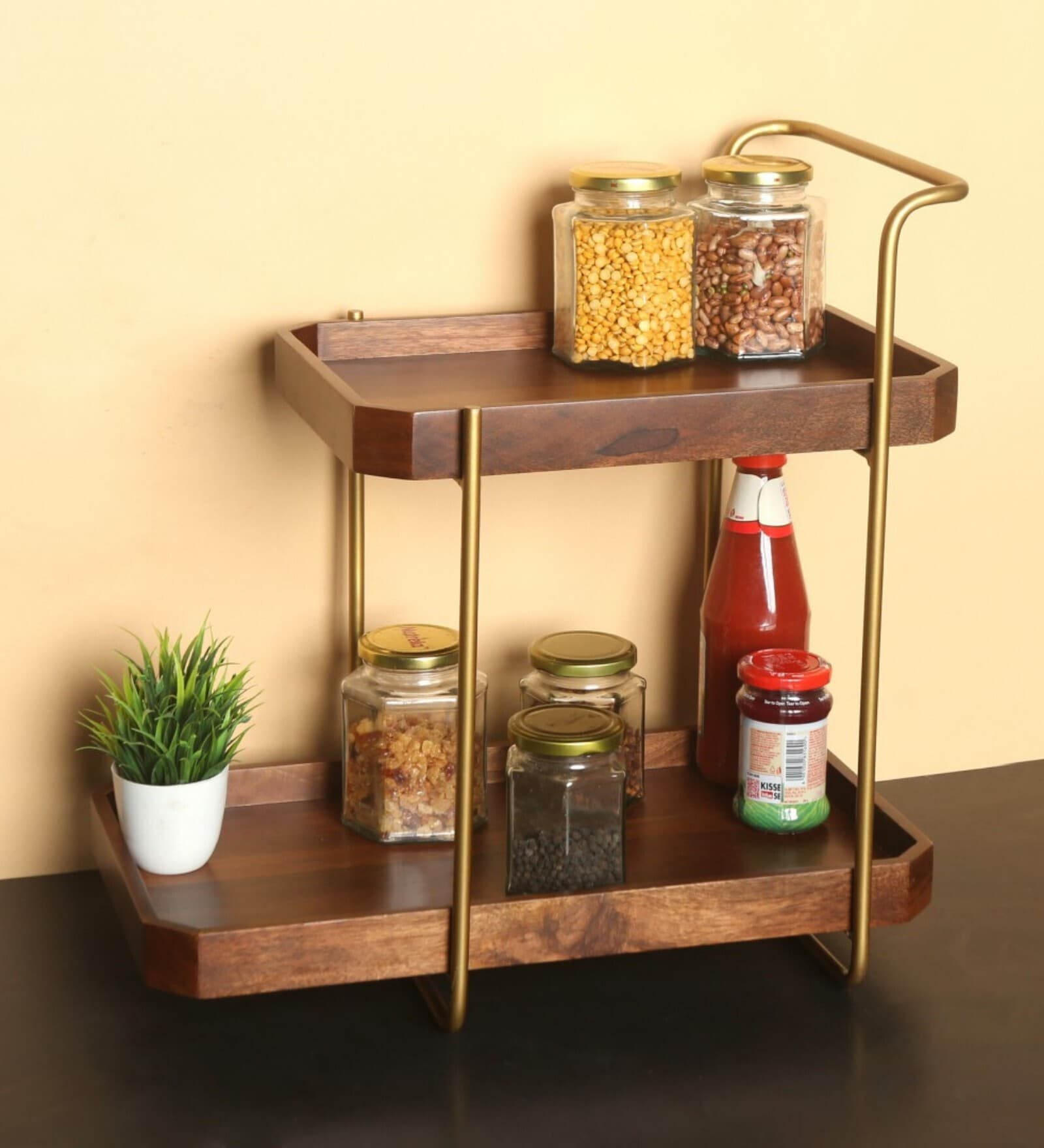 Rustic Charm Brown Homeydo Wood & Metal Organizer