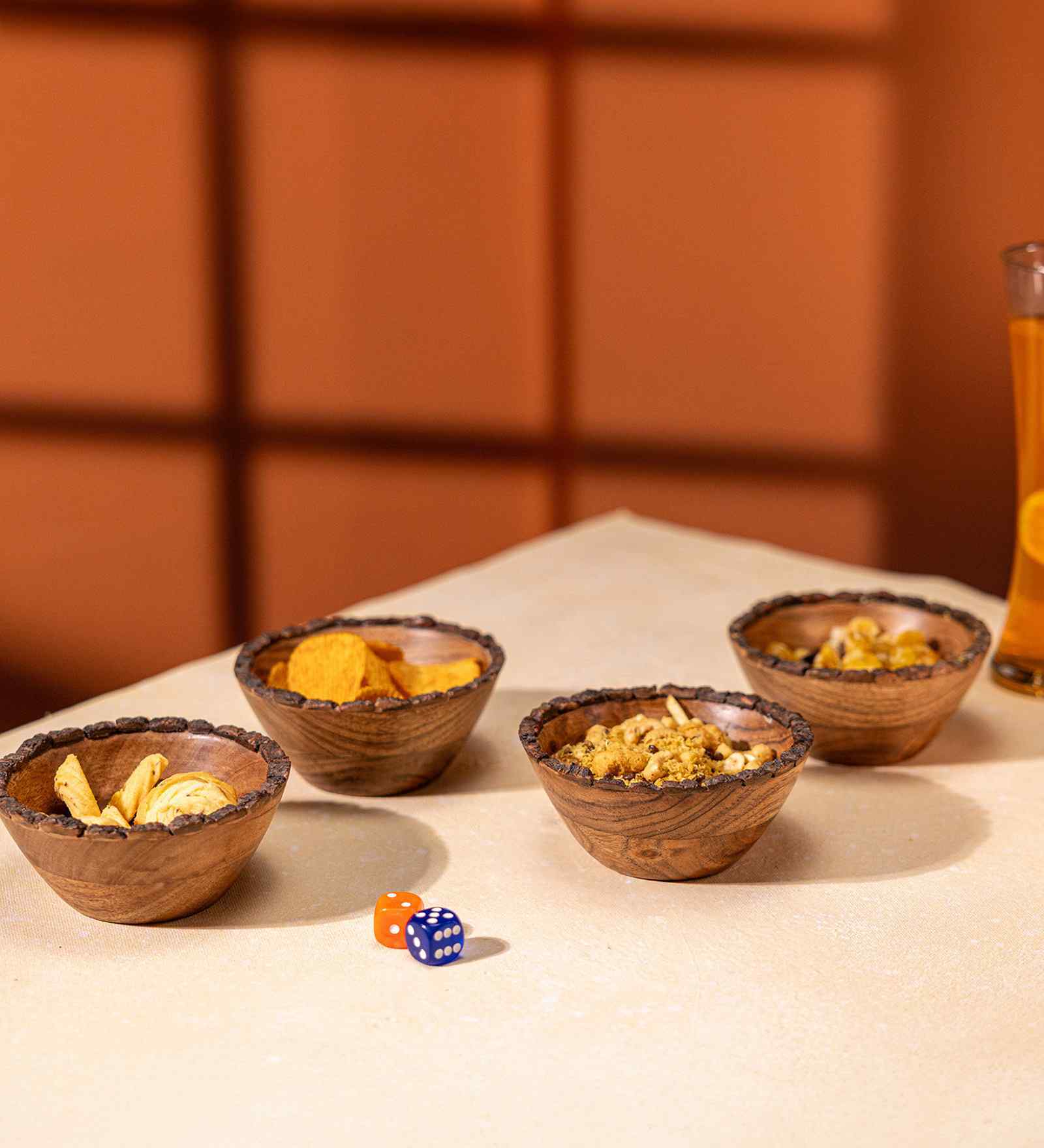 (Set Of 4) Rustic Charm Acacia Wood Serving Bowls