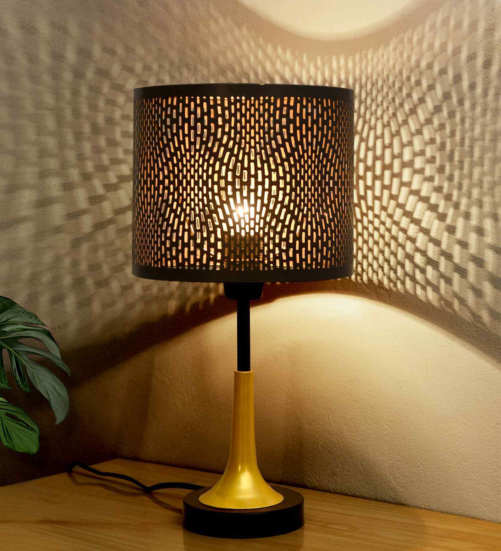 Brown Rustic Farmhouse Table Lamp Fabric Shade