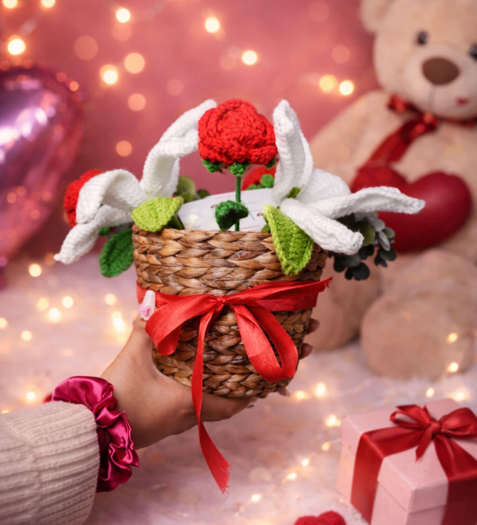 Rustic Romance Bamboo Basket Bouquet