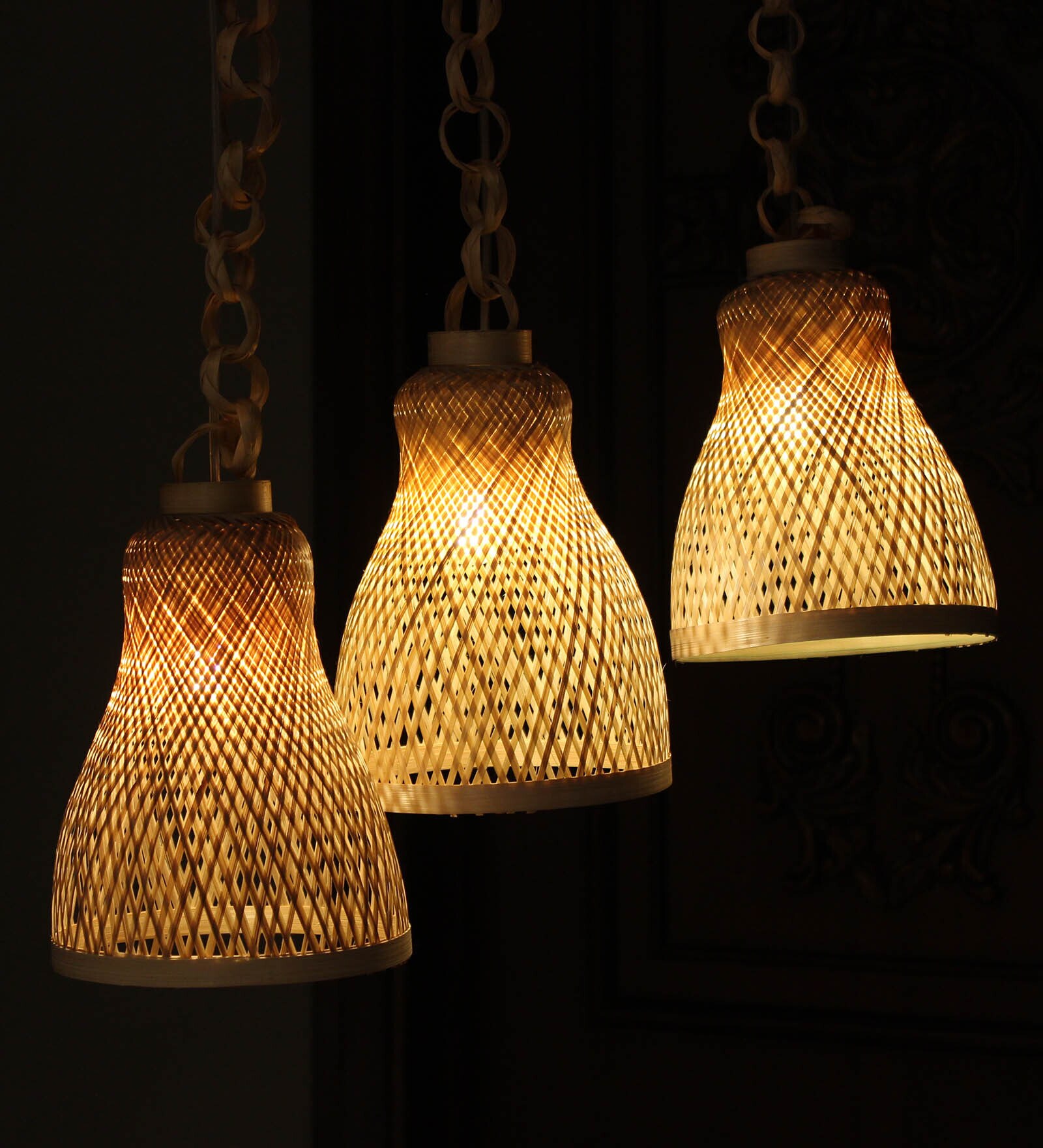 Buy Alias Rustic Weav Beige and Brown Bamboo Cluster Hanging Light at ...