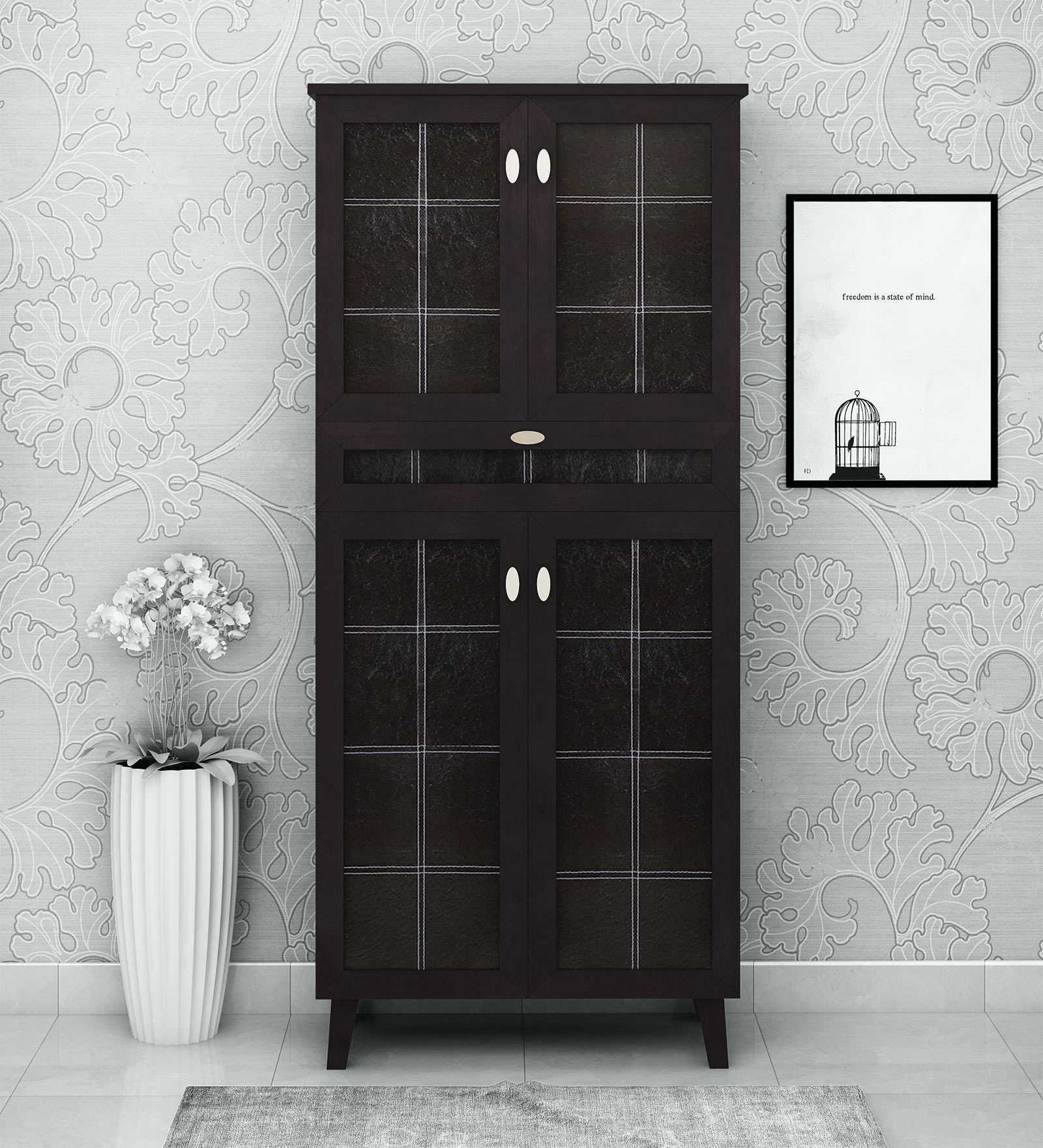Ruth Big Shoe Cabinet With Drawer in Cappucino Finish