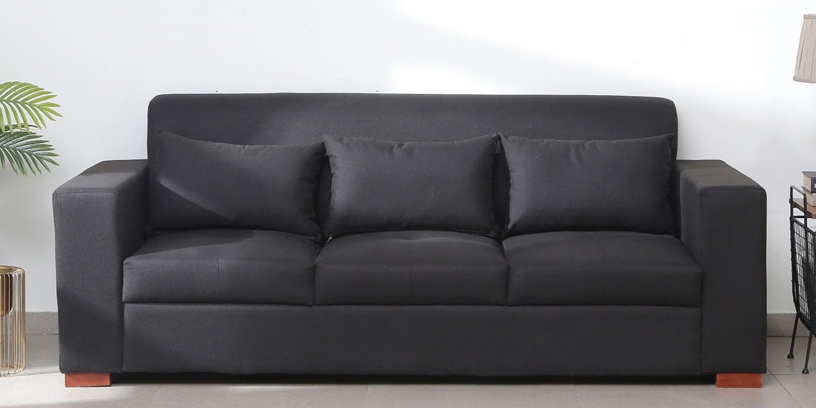 Siera Fabric 3 Seater Sofa in Black Colour