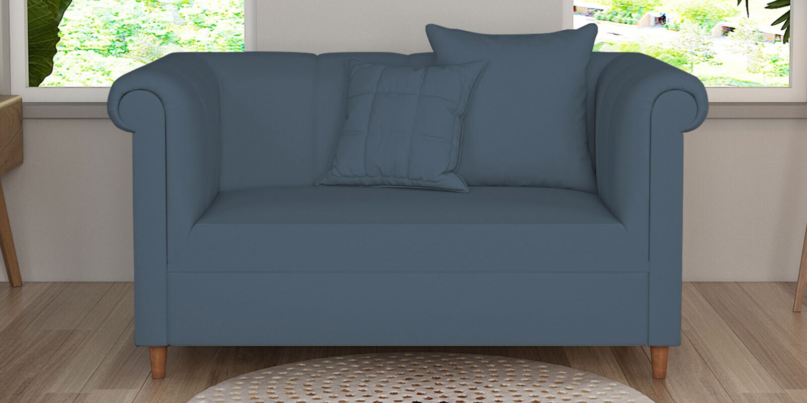 Rubi Velvet 2 Seater Sofa in Oxford Blue Colour