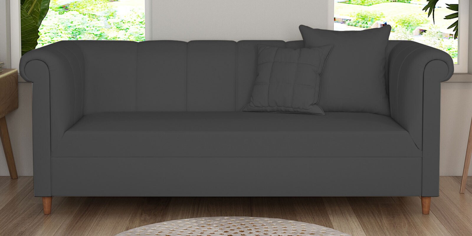 Rubi Velvet 3 Seater Sofa in Davy Grey Colour