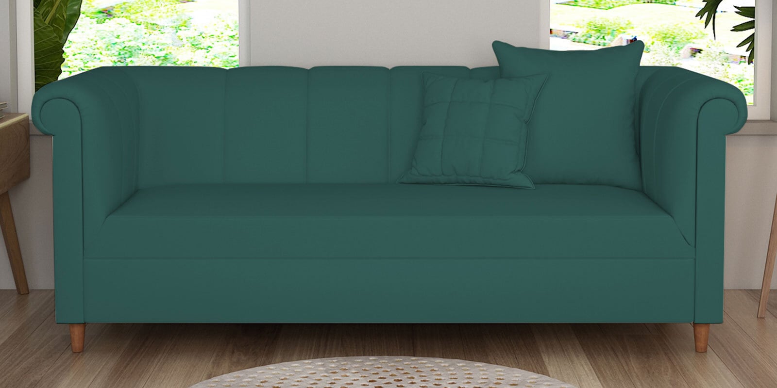 Rubi Velvet 3 Seater Sofa in Pine Green Colour