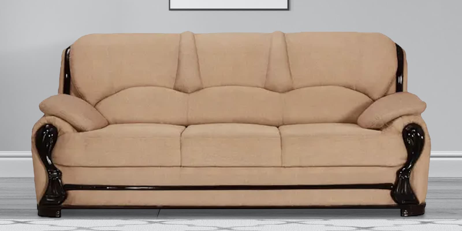 Buy Ruby 3 Seater Sofa in Beige Colour by Hansa Palace Online - Rolled Arms  3 Seater Sofas - 3 Seater Sofas - Furniture - Pepperfry Product