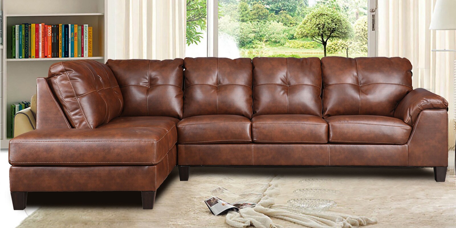 Buy Rudolph RHS Three Seater Sofa with Lounger by Hometown Online RHS