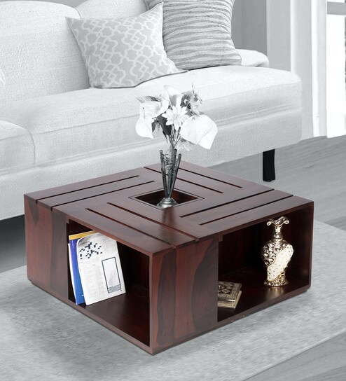 Buy Rubi Coffee Table In Walnut Finish By Ikiriya Online Square Coffee Tables Tables Furniture Pepperfry Product