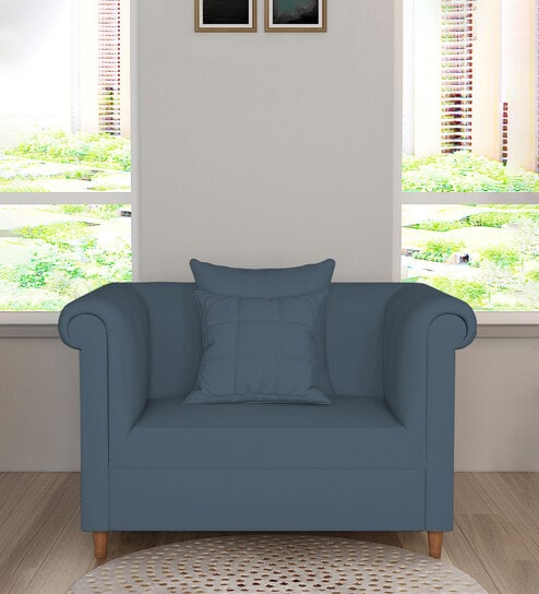 Rubi Velvet 1 Seater Sofa in Oxford Blue Colour