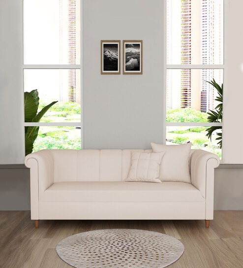 Rubi Velvet 3 Seater Sofa in Camel Beige Colour