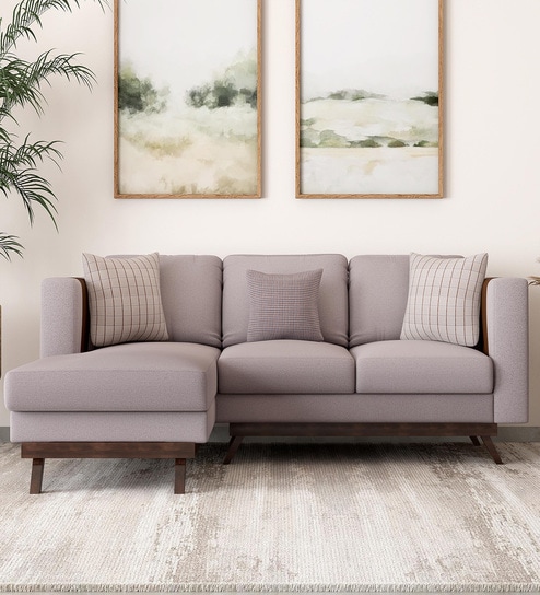 Pure Rubik Leatherette Sectional Sofa In Taupe Color