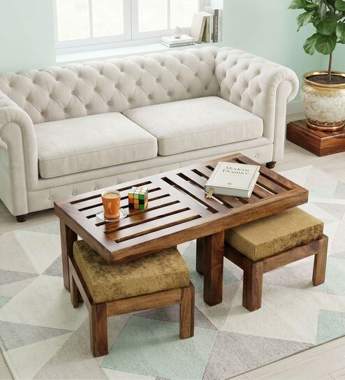 Russell Coffee Table Set in Teak Finish
