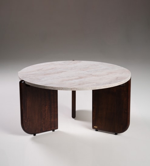 Russet Marble Coffee Table In White Finish