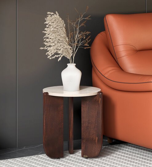 Russet End Table In White Finish